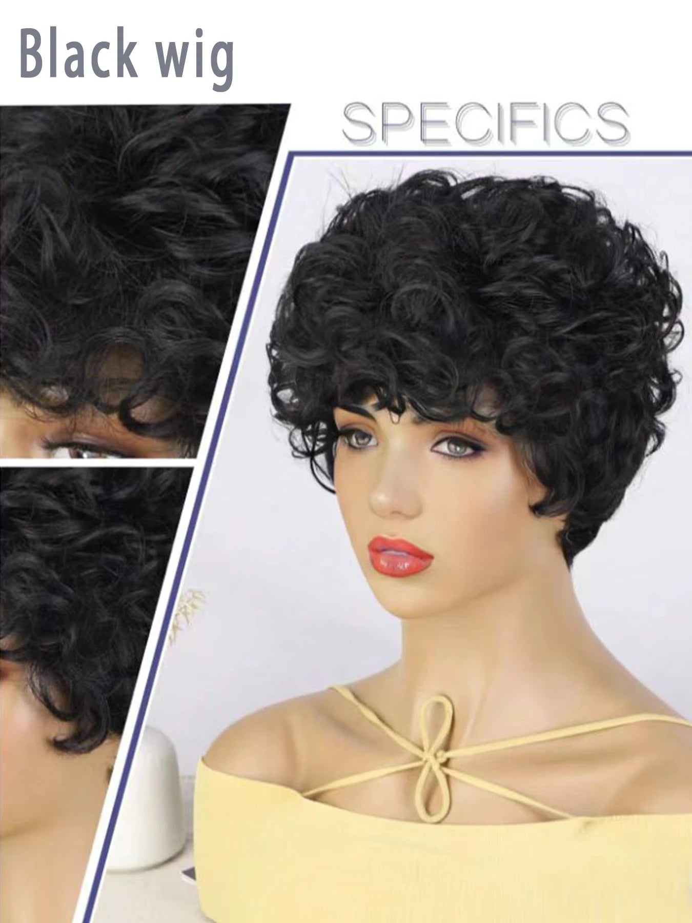 Cut Short Curly Wigs for Women | Glueless Synthetic Full Wigs with Bangs (Daily Wear & Go, Heat Resistant, Black Color for Beginners) Luxegan