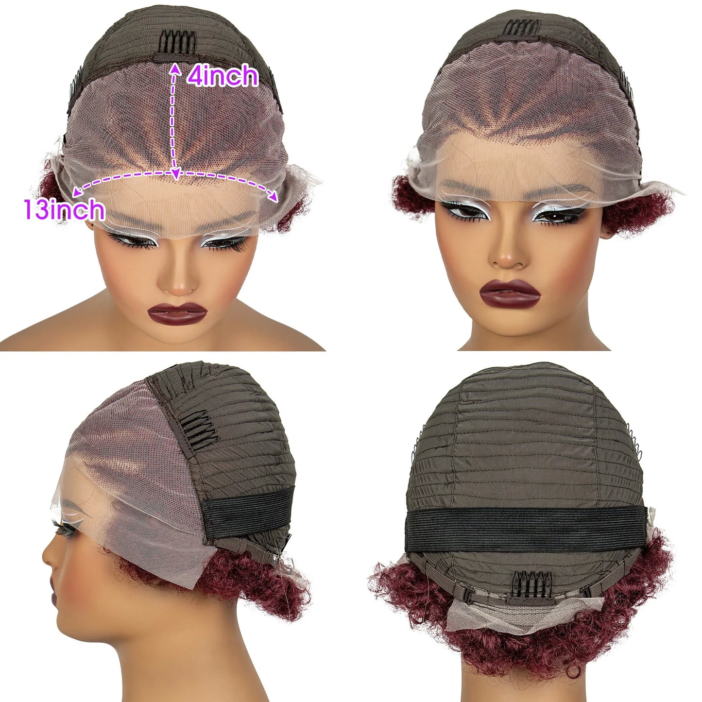 Burgundy Afro Curly Knotless Braids Bob Wig | 13x4 Lace Frontal Luxegan