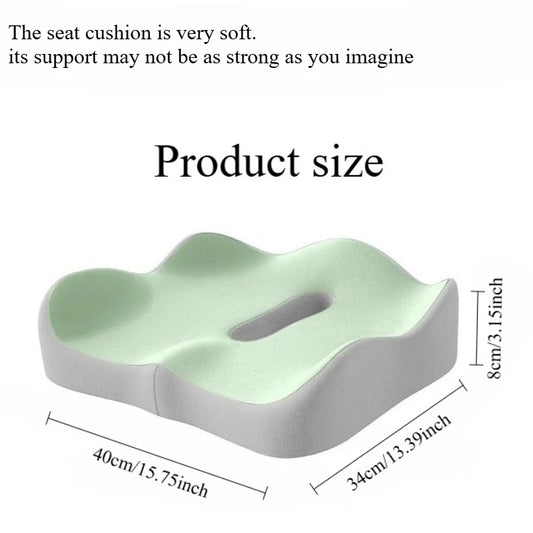 3D Ergonomic Memory Foam Seat Cushion | Sophisticated "Light Green & Grey" Silhouette | Elegant Handmade Washable Polyester Support | "Dignified" High-Performance Massage Cushion for Radiant Versatile Styling Luxegan