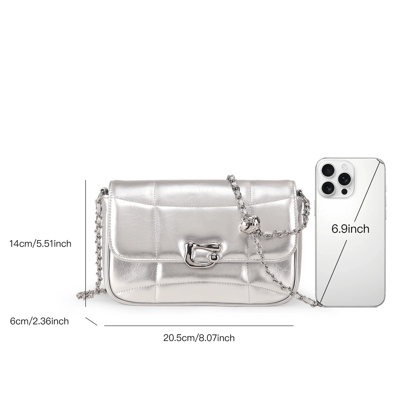 Genuine Leather Crossbody Bag | Luxury Brand Shoulder Bag with Chain Strap & Unique Design Quilted Handbag Luxegan