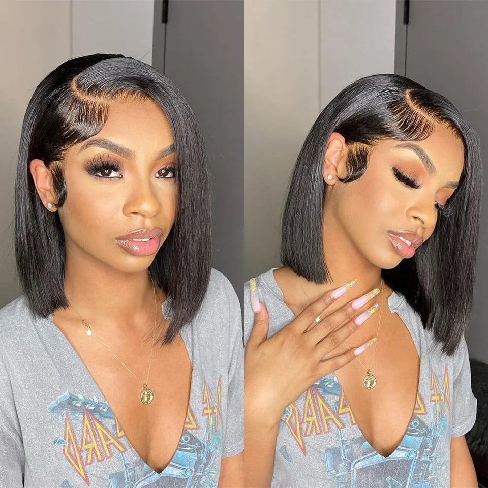 13x4 Glueless Short Bob Wig | Straight Brazilian Remy Hair | Ready to Wear