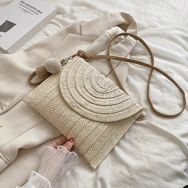 Summer Woven Braided Handbag | Handmade Envelope Shoulder Bag & Beach Tote Luxegan