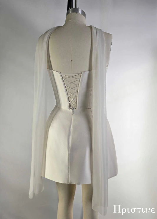 Vestido de novia de raso blanco elegante personalizado con apliques exquisitos, moda nupcial para fiesta, sin tirantes, delicado