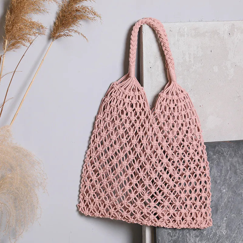 Women's Large Capacity Straw Handbag Totes | Hollow Out Shoulder Bags & Vintage Travel Beach Bag (Shopping Pack) Luxegan