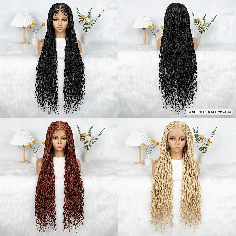 Crochet Box Braids Full Lace Wig with Pre-Plucked Hairline Luxegan