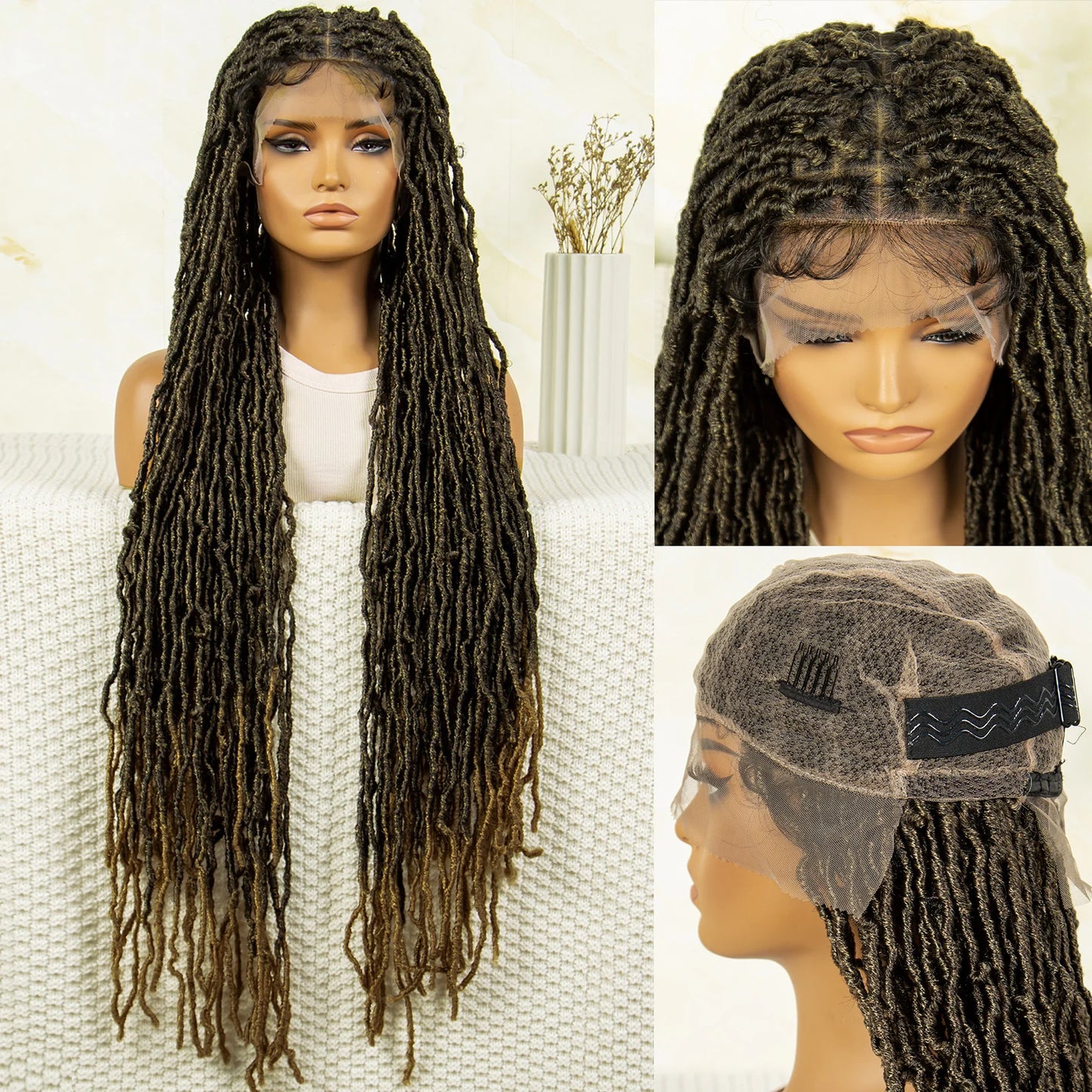 Red Box Braids Full Lace Wig | 36 Inches | Crochet Braids | Knotless | Kanekalon