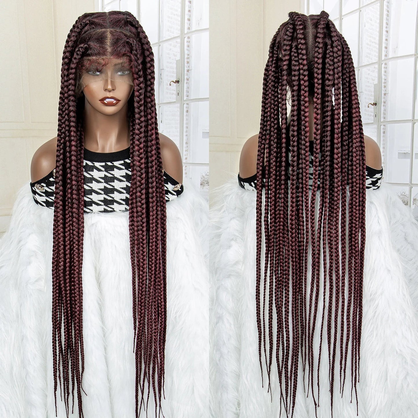 Jumbo Cornrow & Knotless Box Braids Wig | Full Lace | Baby Hair | Black Women Luxegan
