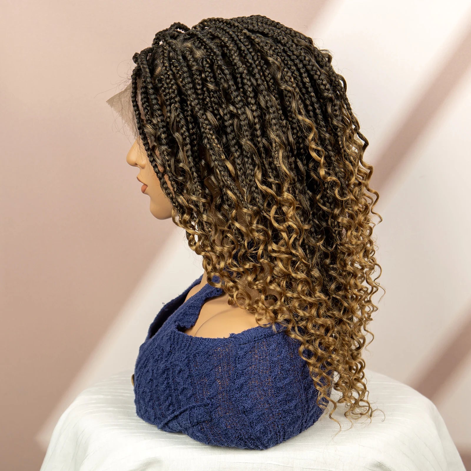 99J Burgundy Knotless Box Braids Wig with Curly Ends | Full Lace Luxegan