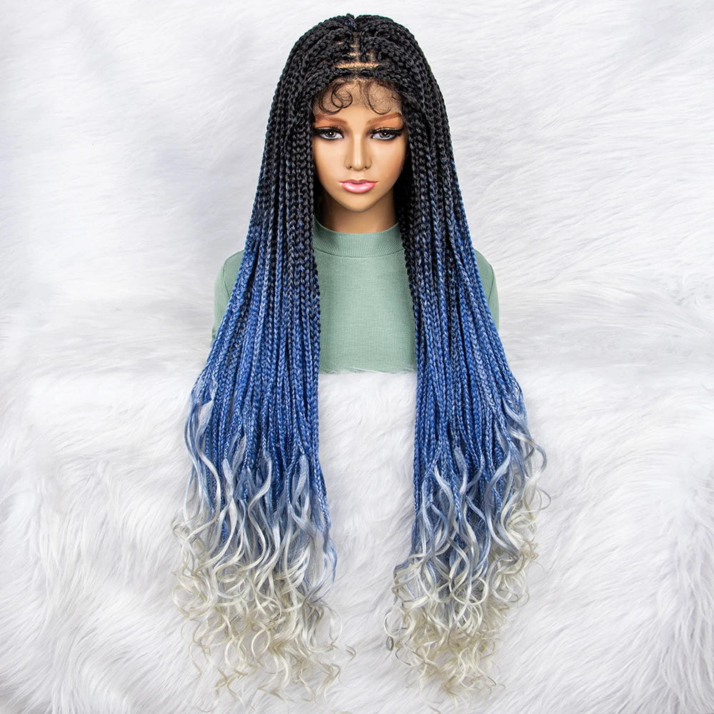Gradient Water Wave Knotless Box Braids Wig | 9x6 Lace Front | Baby Hair Luxegan