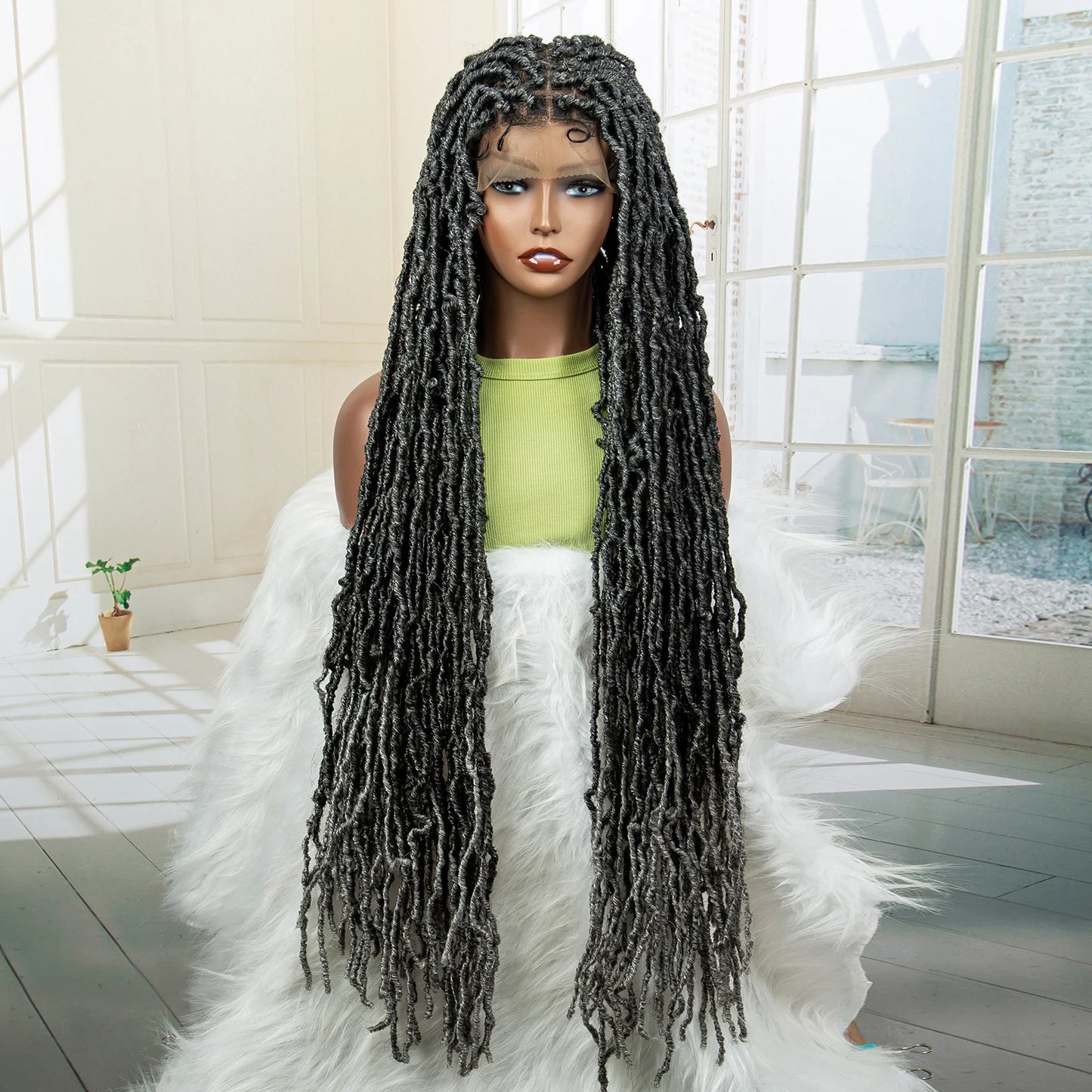 Red Box Braids Full Lace Wig | 36 Inches | Crochet Braids | Knotless | Kanekalon