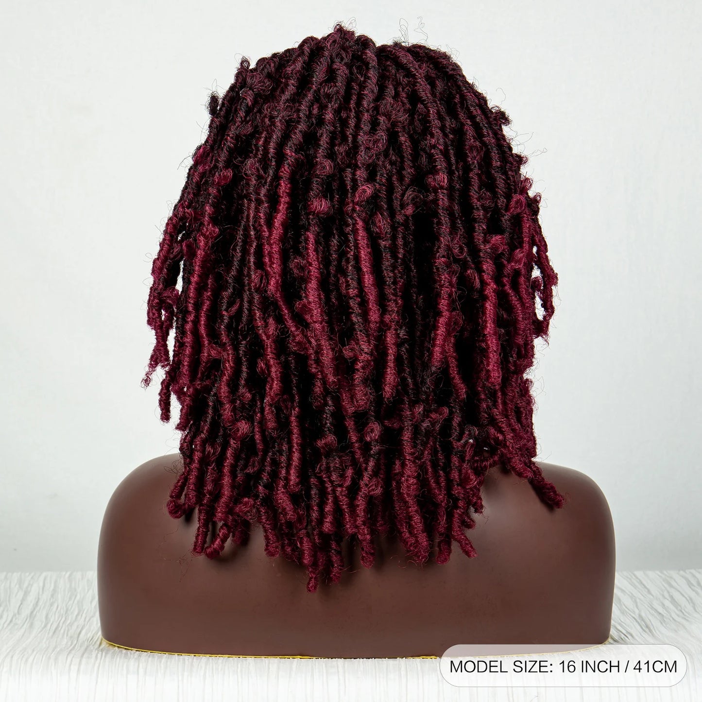Burgundy Butterfly Locs Wig | 9x6 Lace | Short Box Braided Faux Locs | 16" Synthetic Hair | Knotless Braids