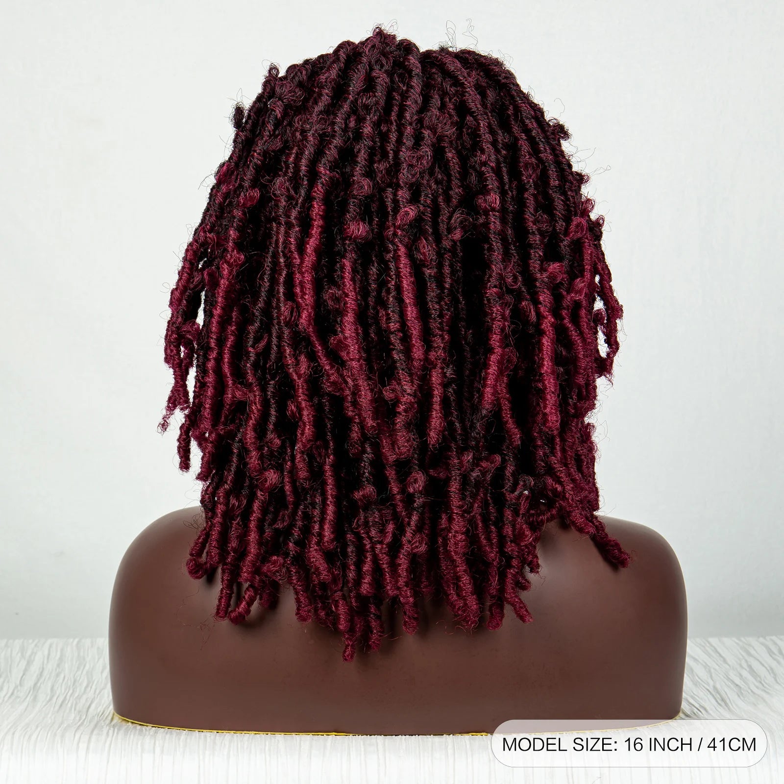 Burgundy Butterfly Locs Wig | 9x6 Lace | Short Box Braided Faux Locs | 16" Synthetic Hair | Knotless Braids