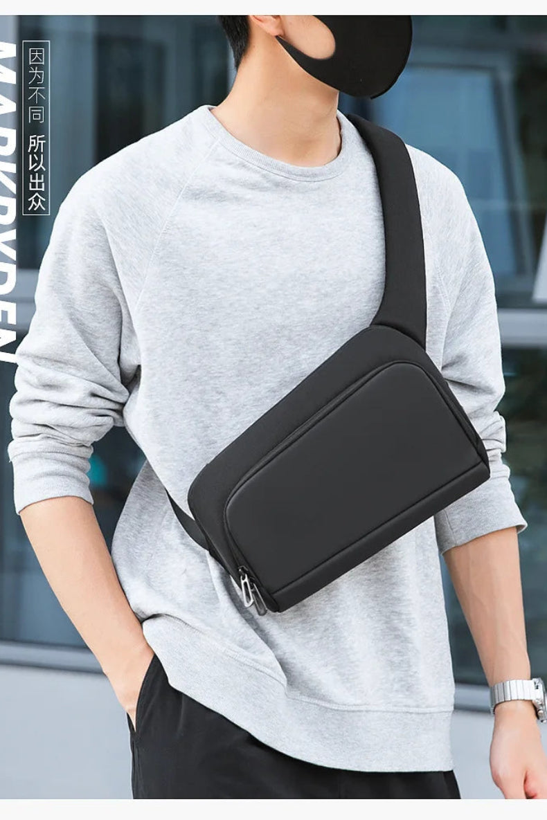Premium Waterproof Magnetic Messenger Bag | Sophisticated "Bowling CrossBag" Silhouette | Lightweight Minimalist Oxford Sling Shoulder Bag for Men | Famous Brand Model MR 8893 Versatile Essential for Modern Lifestyle Luxegan