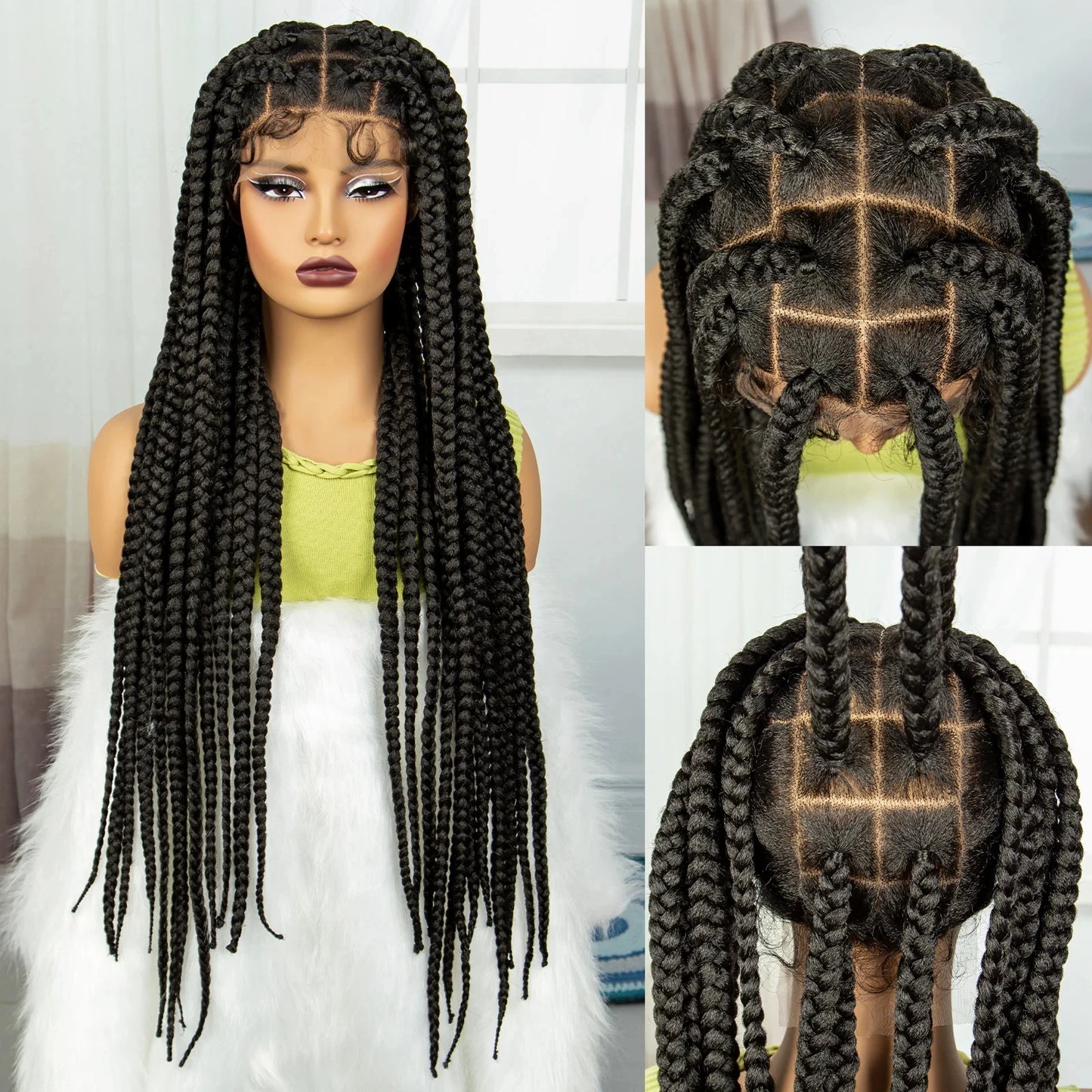 Knotless Twist Braids Full Lace Wig | Straight Synthetic Braids | Baby Hair | Black Women