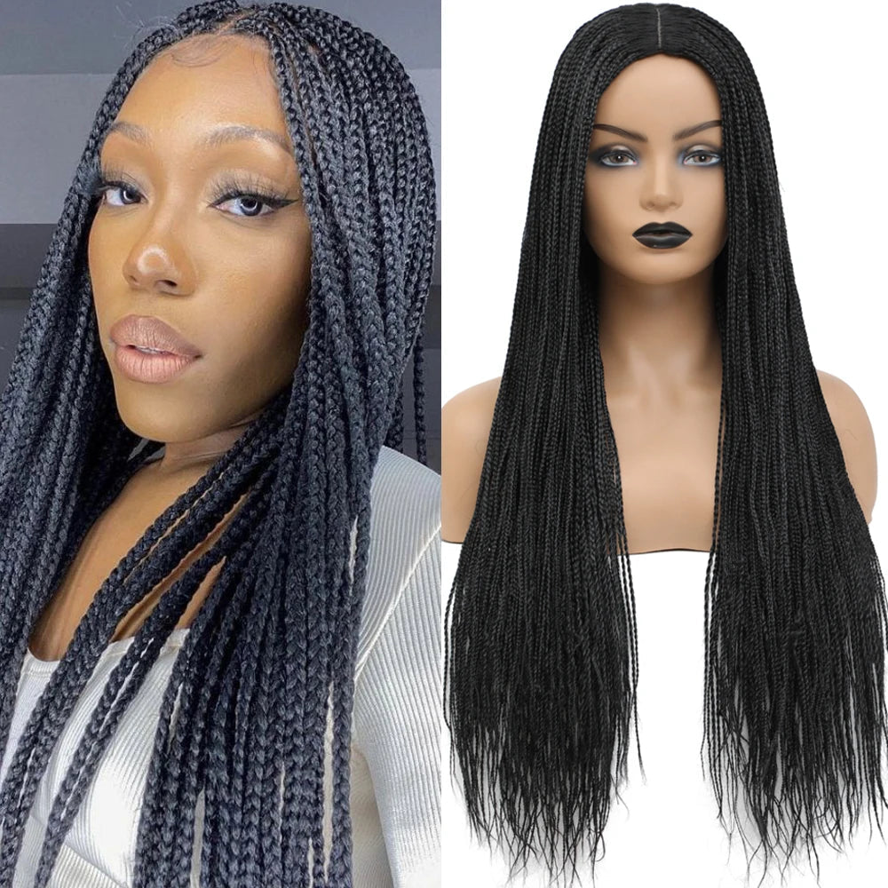 26" Ombre Box Braids Wig | Knotless | Crochet | 1B, 27, 30, Gray | Handmade Luxegan