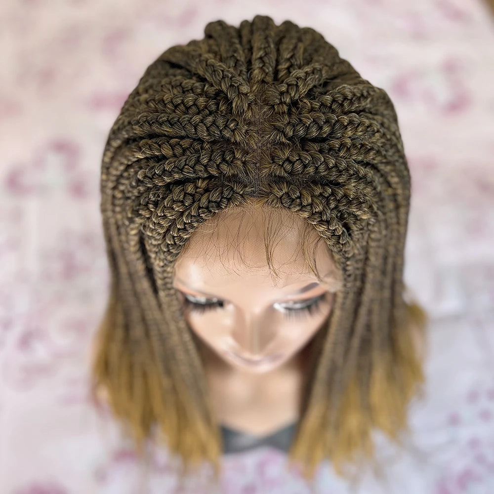 20-30" Braided Lace Front Wig | Ombre Crochet Box Braids | Black Women's Synthetic Hair