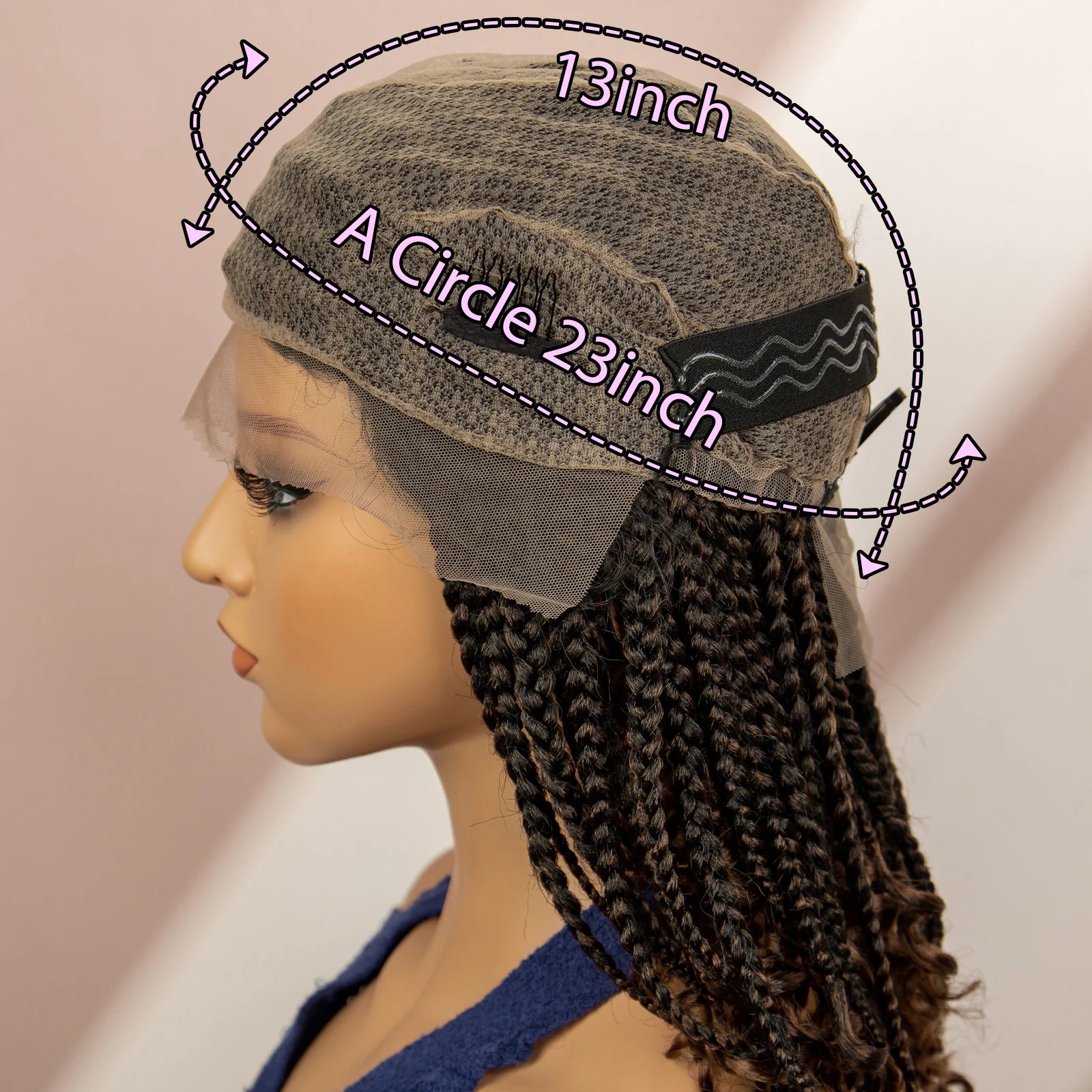 Short Bob Boho Knotless Box Braids Wig | 360 Double Full Lace | Curly Ends Luxegan