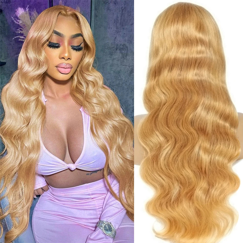 #27 Colored Honey Blonde | HD | Transparent | Lace Front Wigs | Human Hair| Body Wave | Brazilian | Human Hair Luxegan