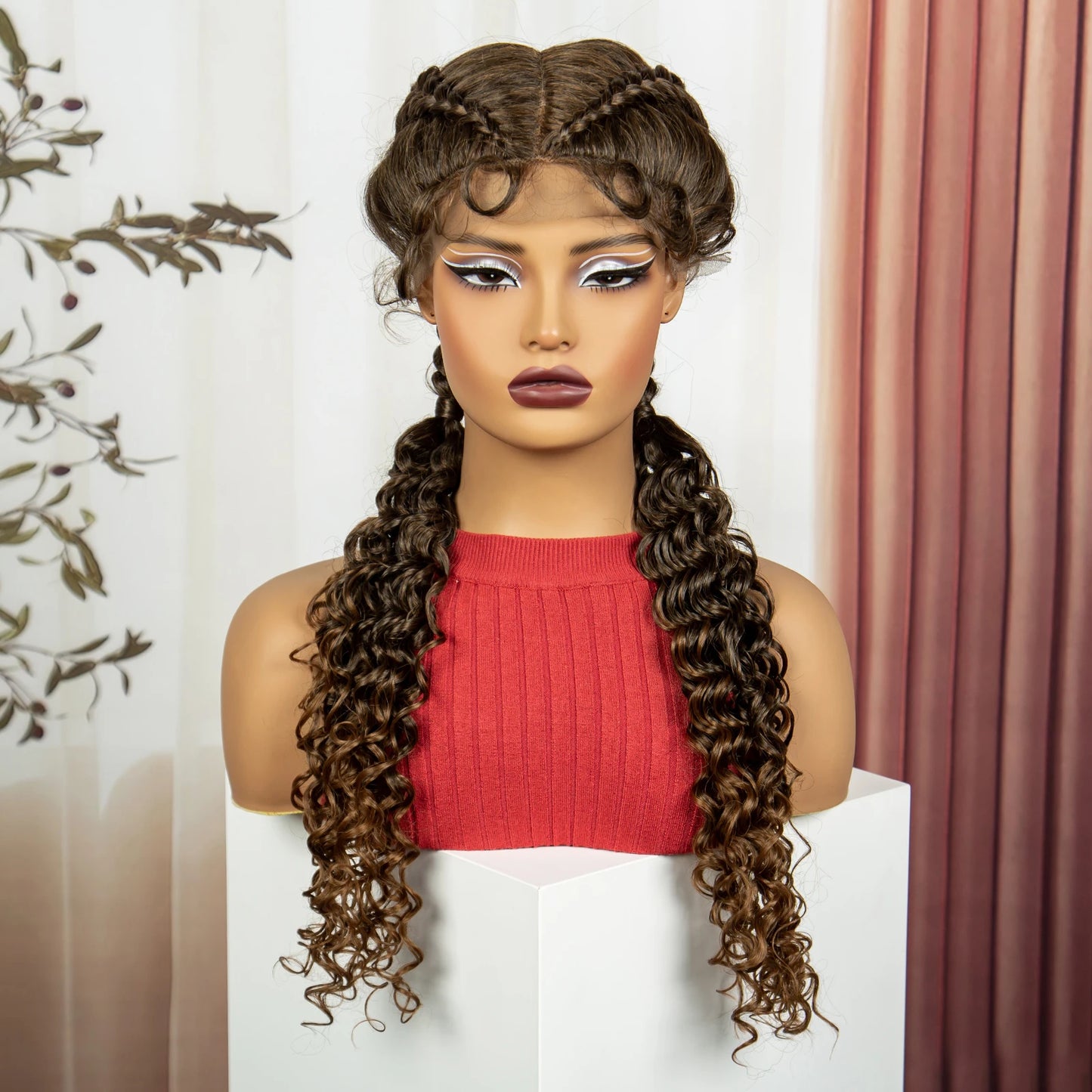 Curly Cornrow Twist Braids Wig | 13x1 T Part Lace | Water Wave | Black Women Luxegan