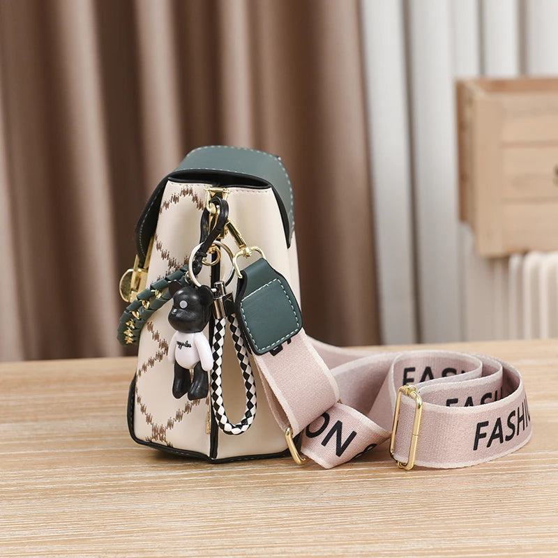 Mini Studded Decor Crossbody Bag | Argyle Embroidery Mobile Phone Purse & Trendy Chain Handbag for Women Luxegan