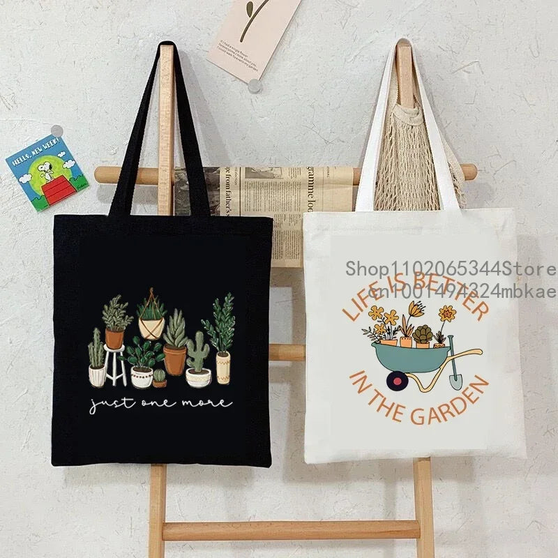Soft Canvas Floral Cartoon Tote | Unisex Garden Print Shoulder Bag Luxegan
