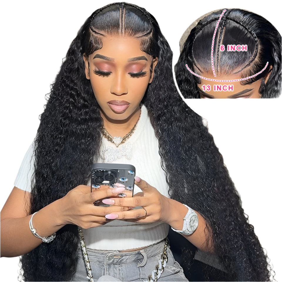 Pre-Braided Deep Wave Wig | Glueless HD Lace Frontal | Human Hair | Ready-to-Wear | 13x4/13x6