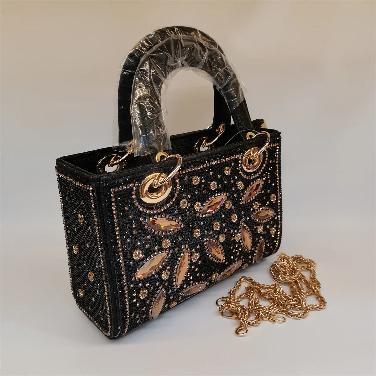 Soft Rhinestone Embellished Evening Bag | Fashion Chain Clutch Luxegan