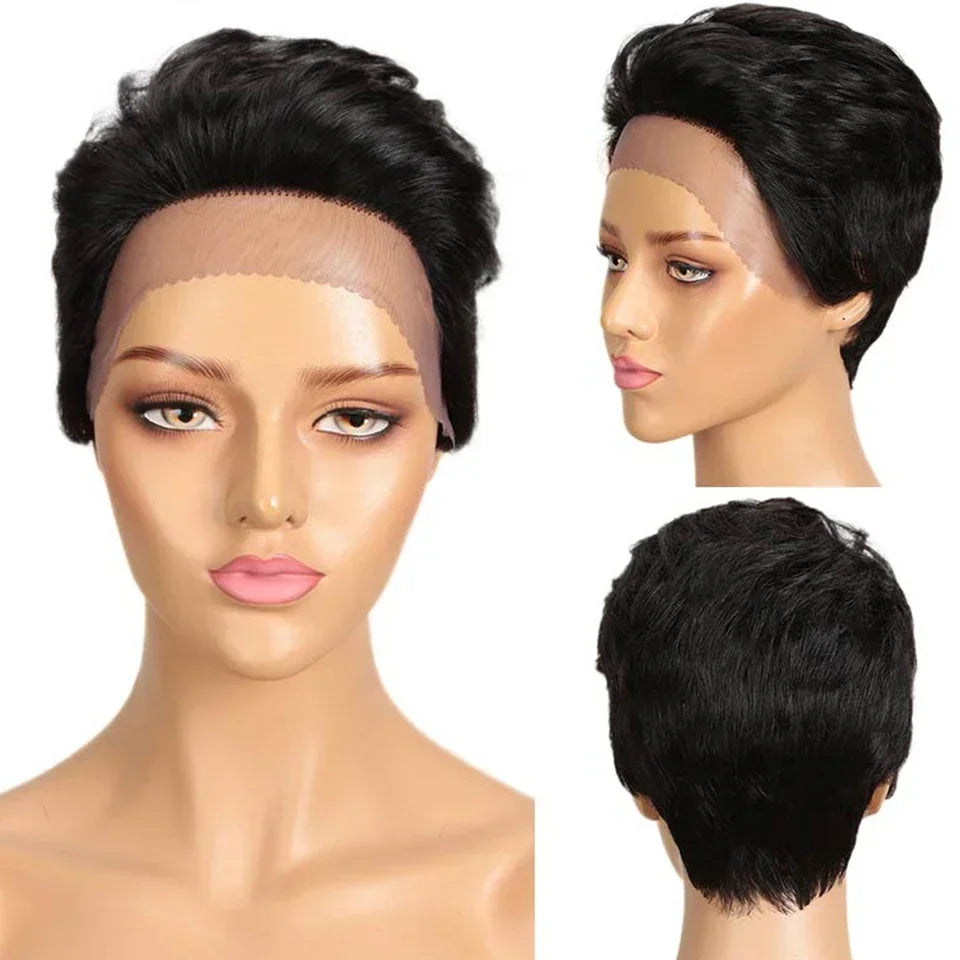 Pixie Cut Lace Front Wig | Short Straight Peruvian Human Hair for Black Women Luxegan