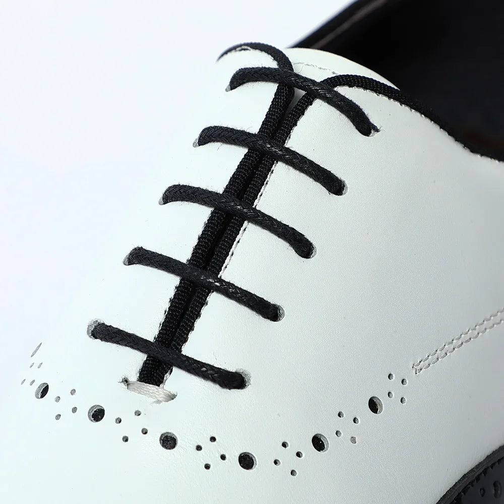 Elegant Men's White & Black Wingtip Brogue Oxfords | Genuine Leather Wedding, Party & Social Dress Shoes Luxegan