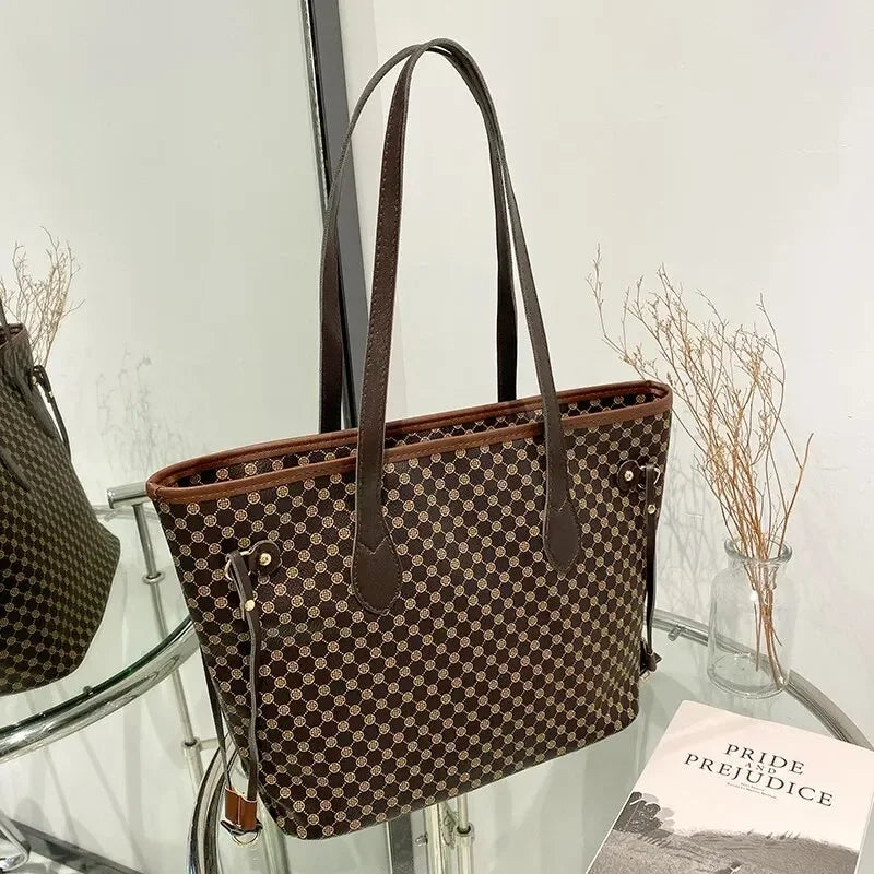 Luxury Large Capacity Top Handle Tote | Soft Criss-Cross Shoulder Bag Luxegan