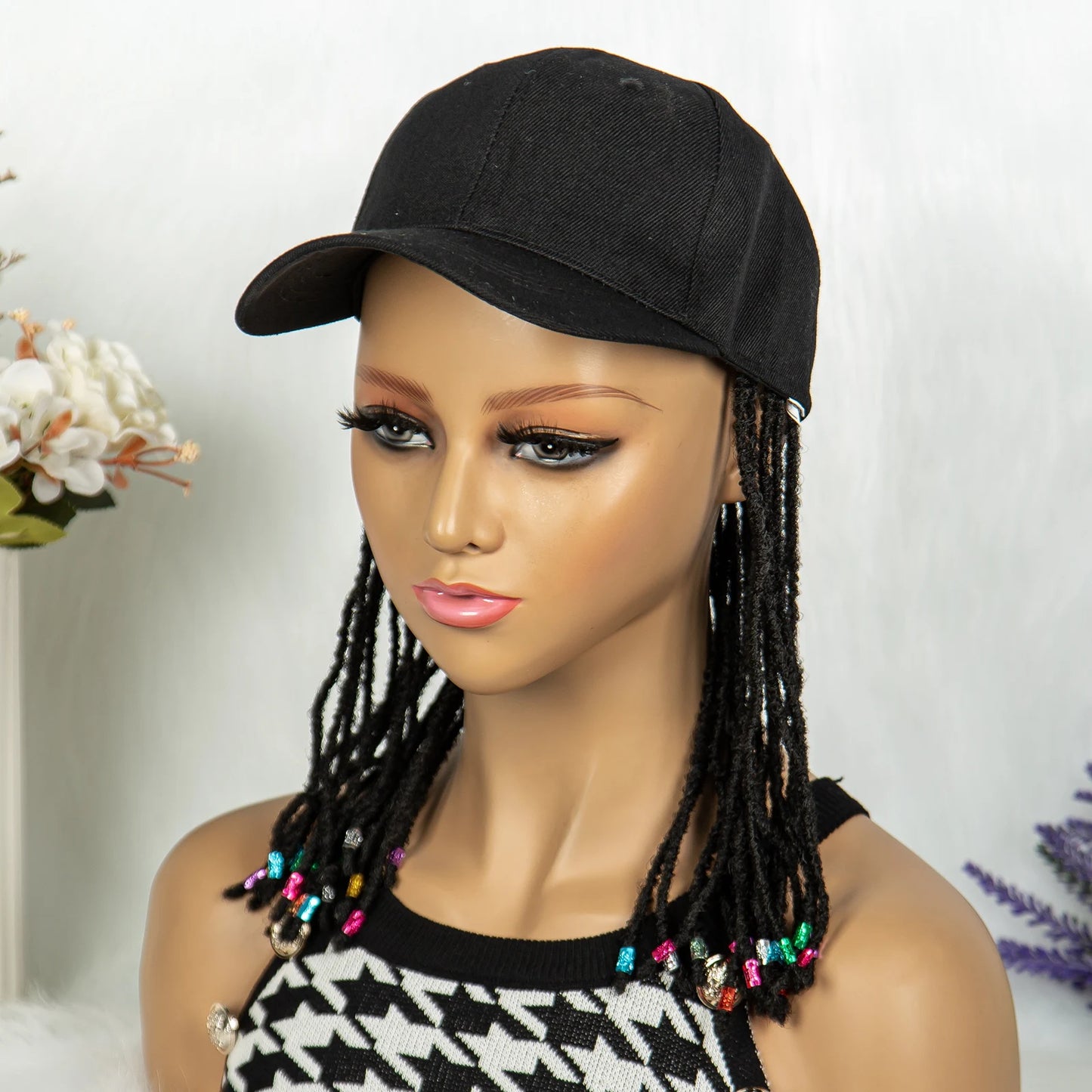 Braided Baseball Cap Wig | Adjustable Hat Wig | Afro Black Women & Girls Luxegan