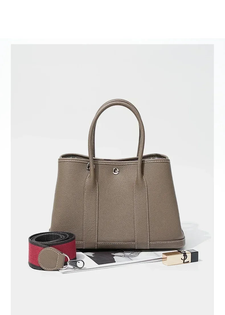 Minimalist Leather "Paper Bag" Organizer | Sophisticated High-End Portable Makeup Handbag | Elegant Solid Color Leather Tote for Women | Versatile Birthday & Anniversary Gift Crossbody Bag Luxegan
