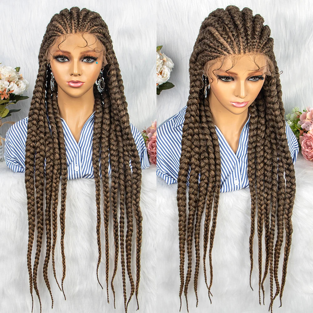 36" Box Braids Full Lace Wig | Baby Hair | Heat Resistant Synthetic Braids | Black Women Luxegan