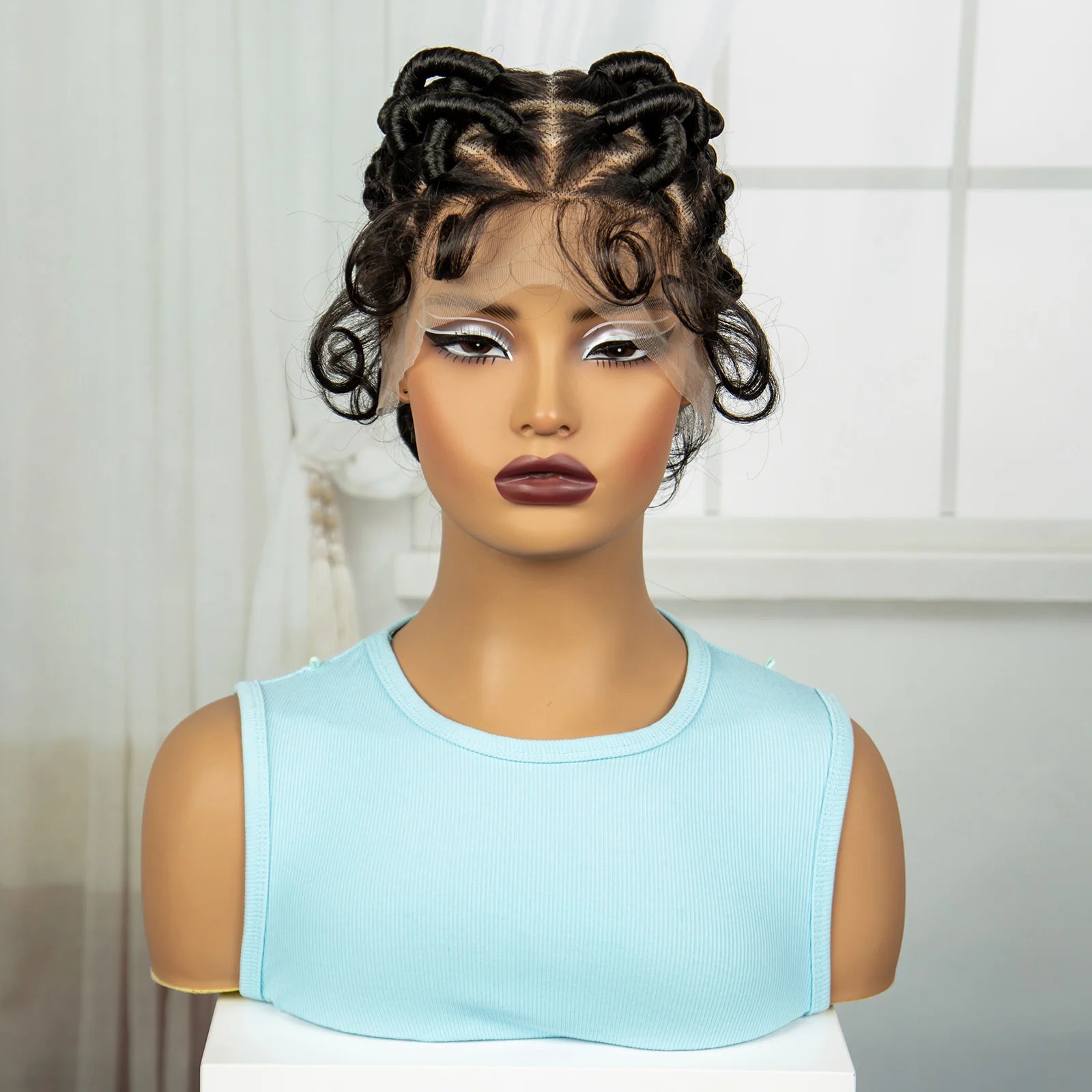 Ginger Orange Bantu Knotless Braids Wig | Full Lace | Baby Hair Luxegan