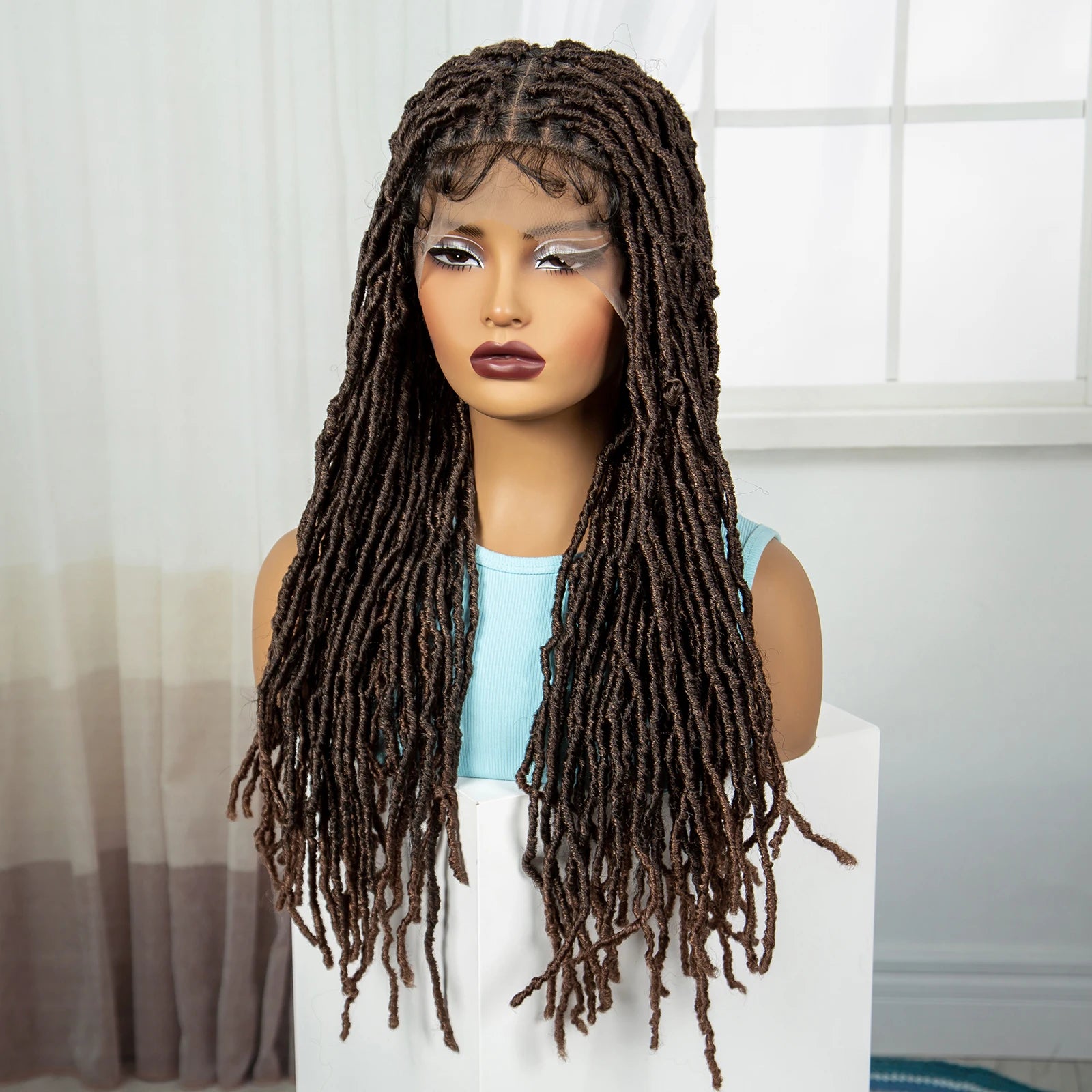 24" Knotless Box Locs Braided Wig | Full Lace Frontal Dreadlock Style Luxegan