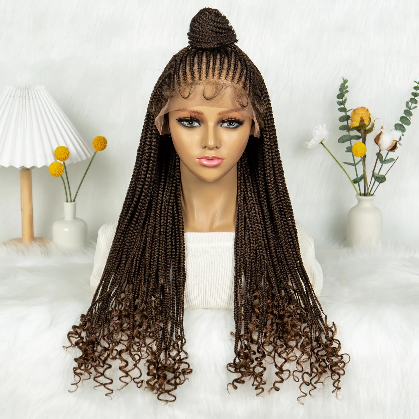 KIMA Updo Braided Wig with Curly Ends & Baby Hair | Lace Front Luxegan