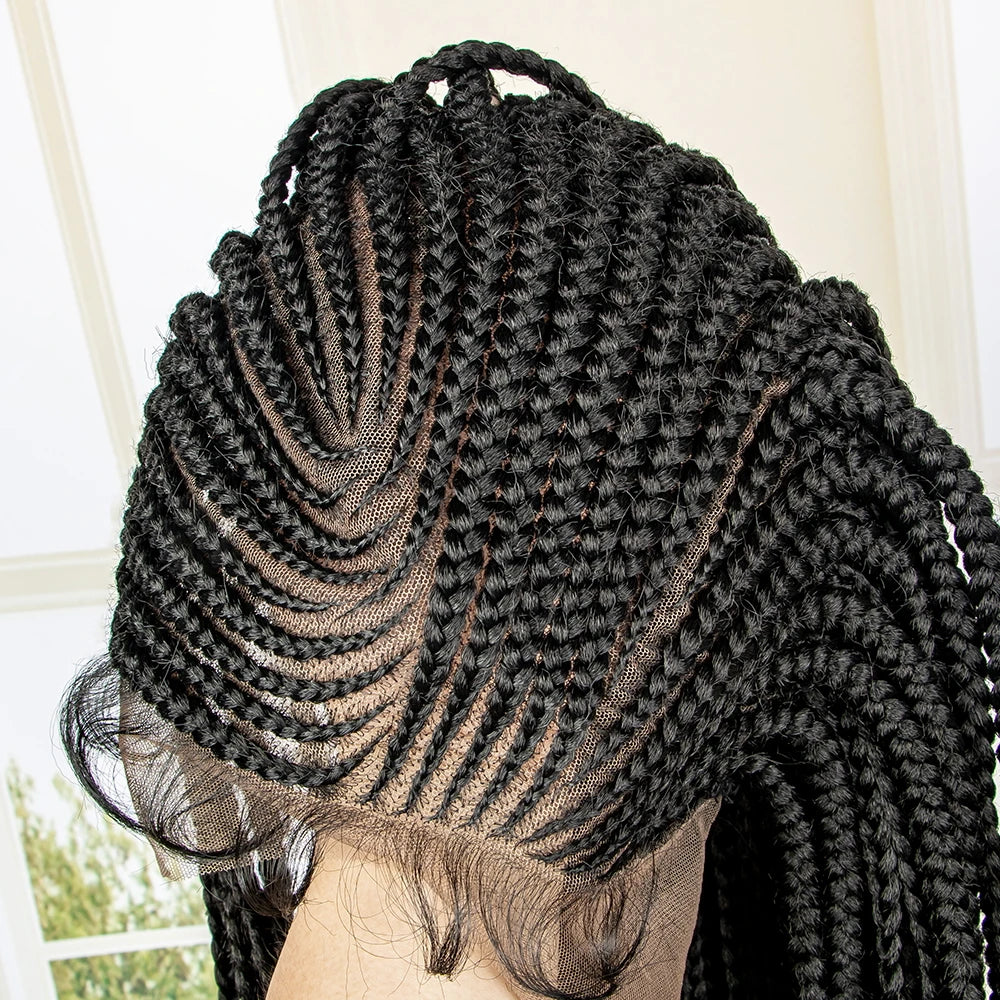 34" Full Lace Braided Wig | Knotless Box Braids | Baby Hair | Kanekalon Synthetic Hair | Black Women