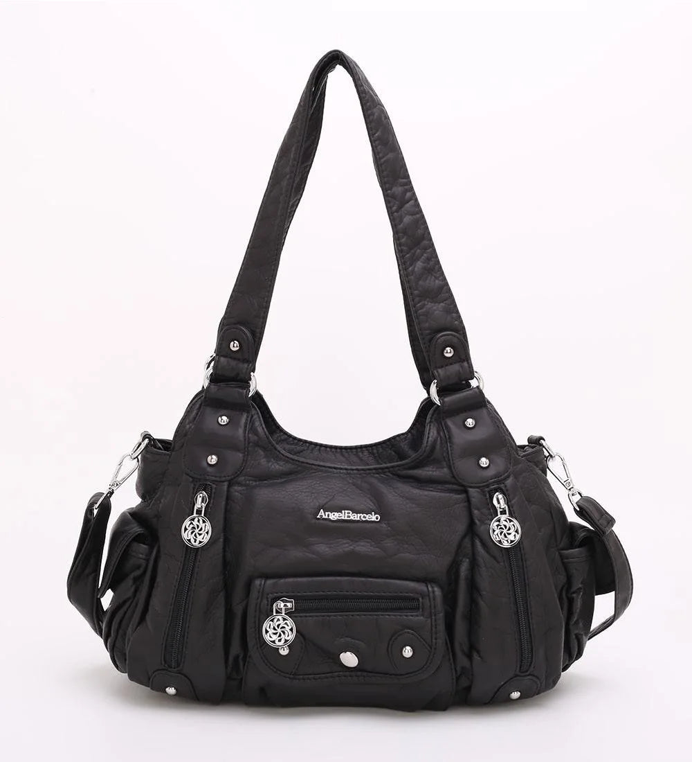 Fashion Women's PU Leather Top-Handle Handbag | Soft Satchel Shoulder Bag & Crossbody Purse (Female Hᴏbos Style) Luxegan