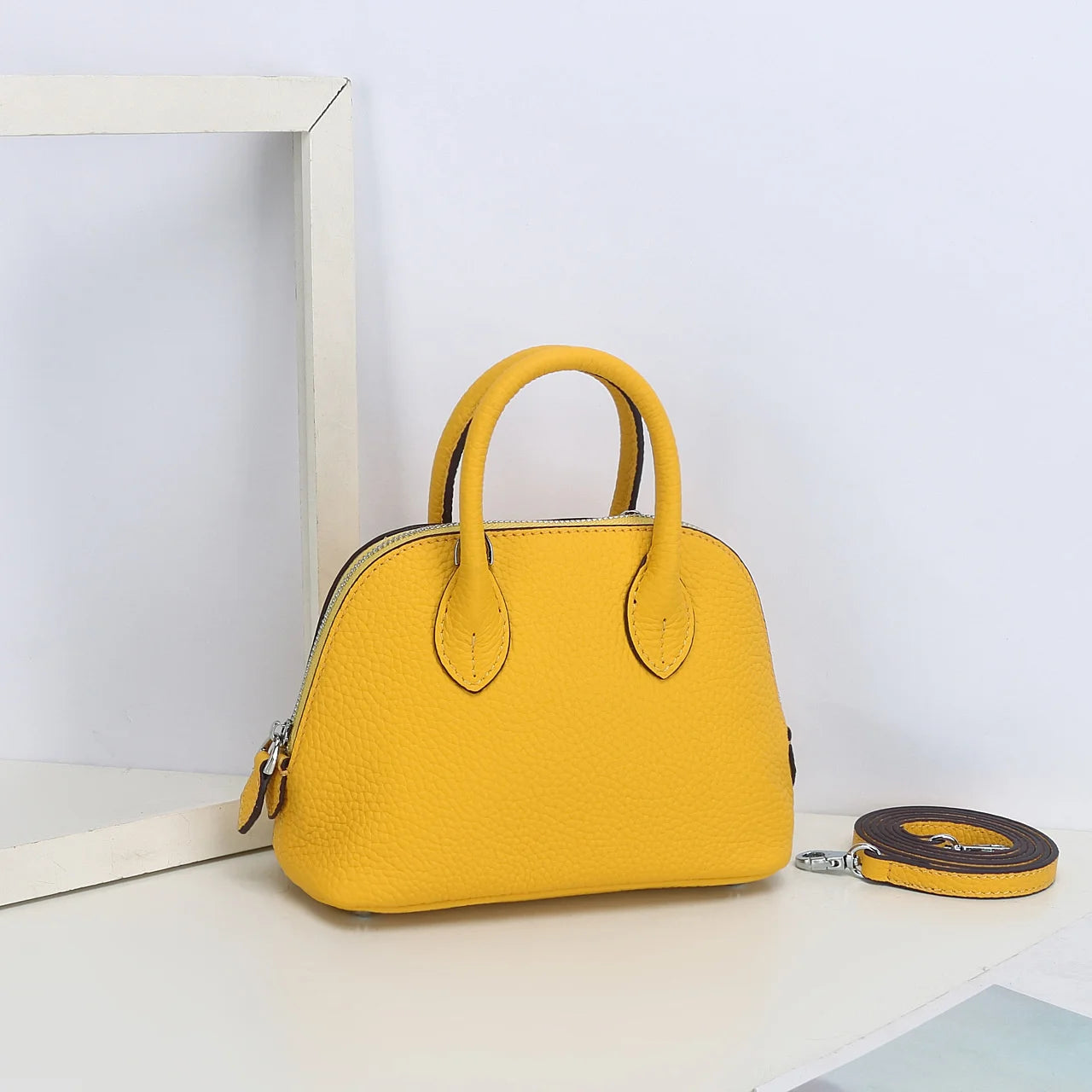Shell Bag Women's Messenger Bag | Cow Leather Simple Shoulder Bag & Fashion Ladies Classic Handbag (Small Mobile Phone Crossbody Bag) Luxegan