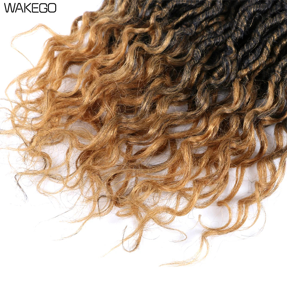Goddess Faux Locs Crochet Hair | 18" Soft Curly Braids | Ombre Dreadlocks Extensions | 24 Strands/Pack Luxegan