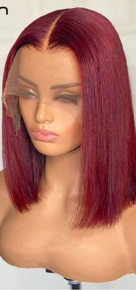 Rebecca #33 Reddish Brown Bob Wig | 13x6x1 T-Part Peruvian Remy Human Hair Luxegan