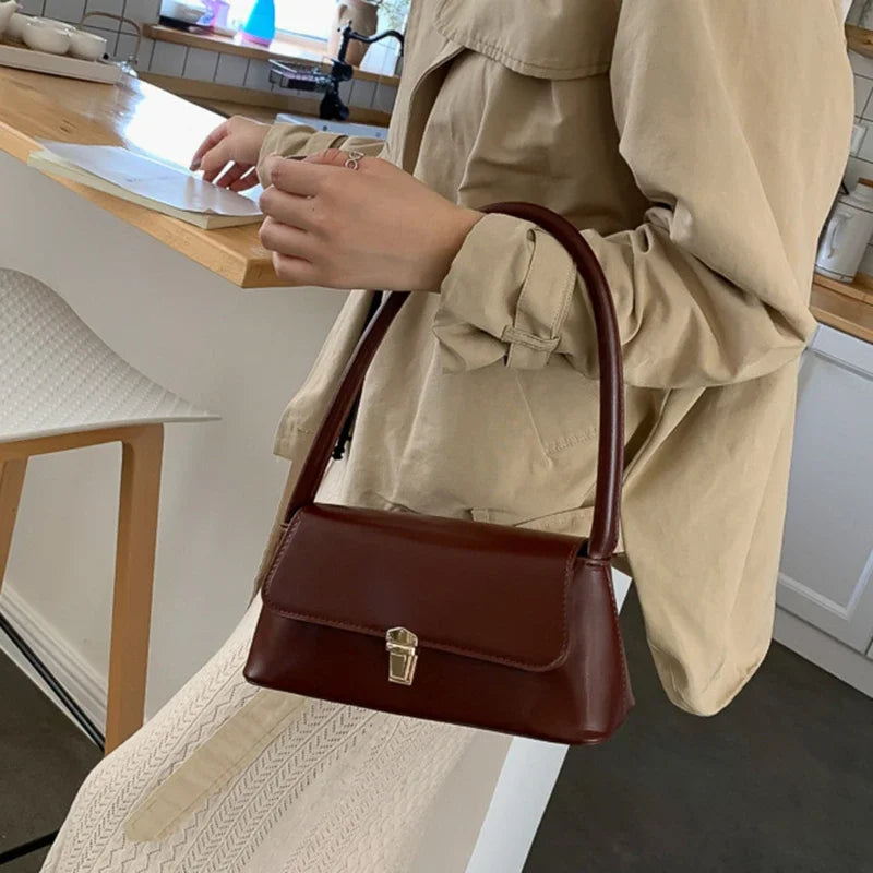 Women's Shoulder Bag Handbag | Retro Underarm Bag & Fashion Simple Solid Color New Hand Shoulder Bag Luxegan