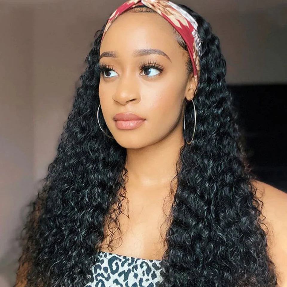 Malaysian Jerry Curly Headband Wig | 250% Density Glueless Remy Human Hair Luxegan