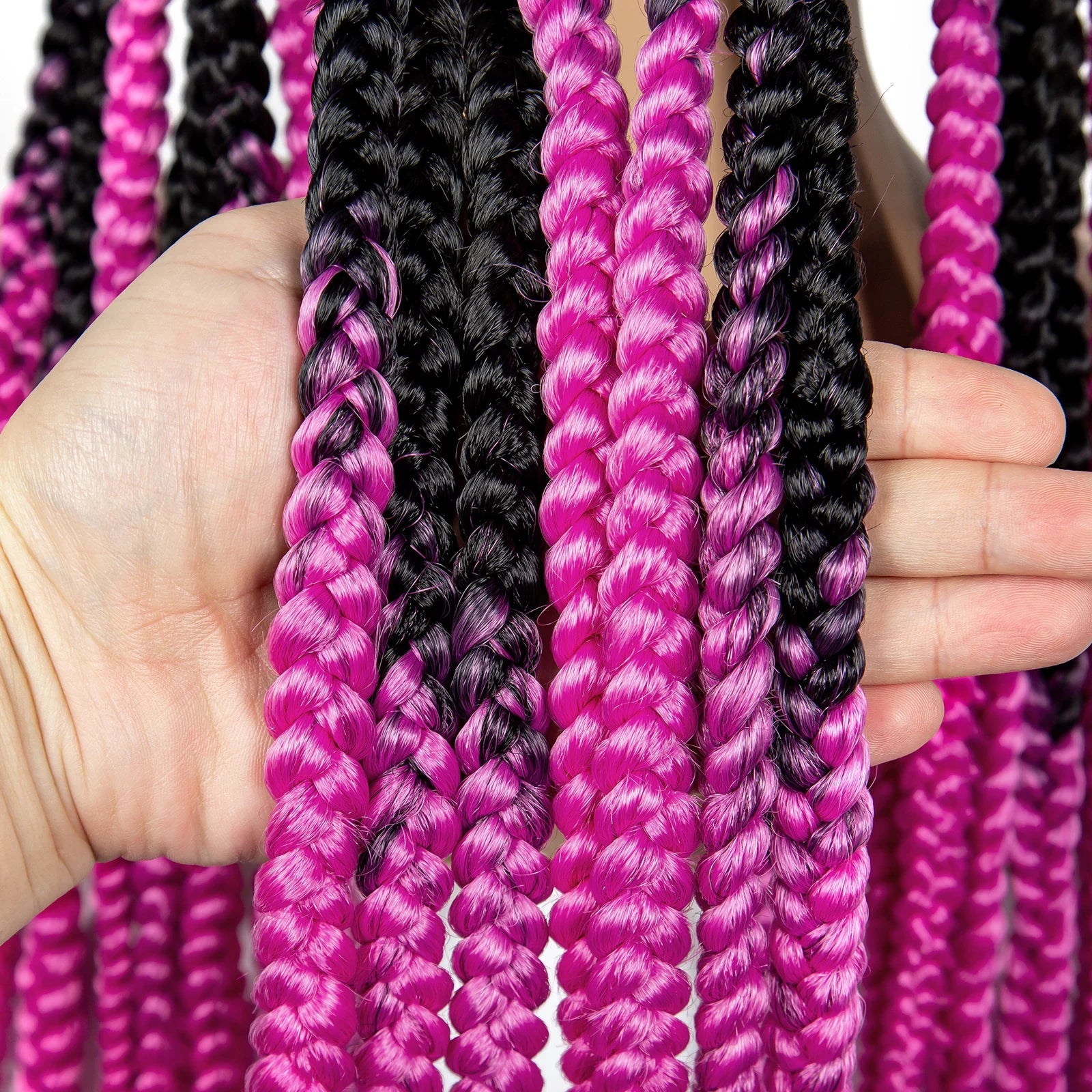 36" Purple Knotless Box Braids Wig | Transparent Full Lace | Baby Hair | Synthetic Luxegan