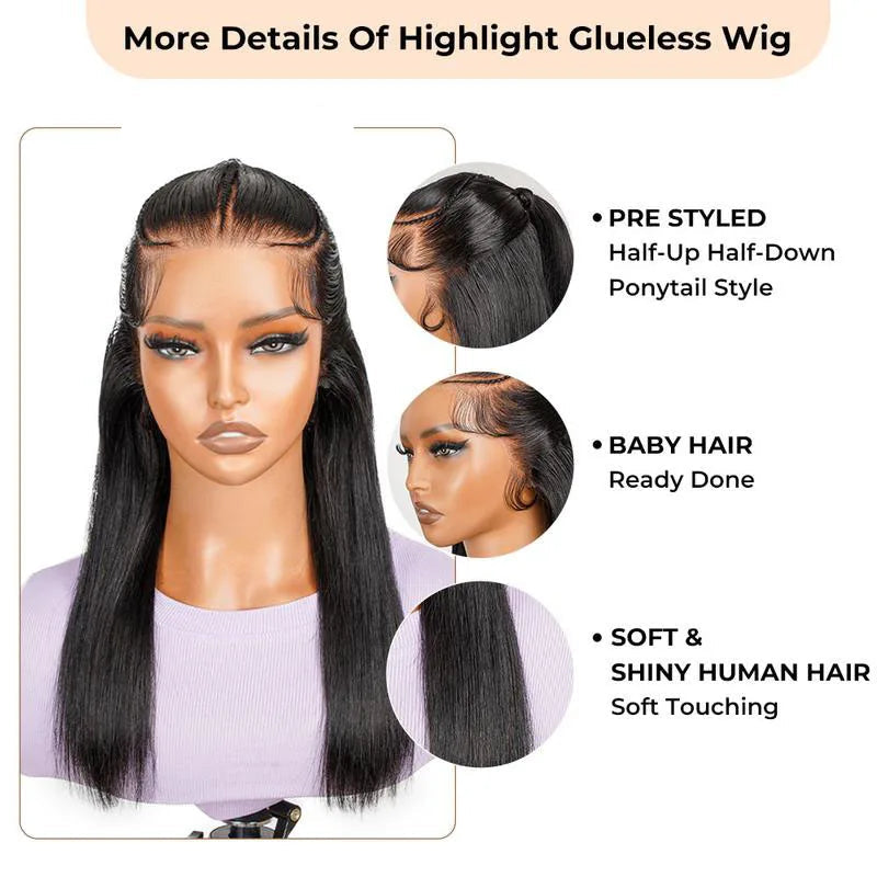Pre-Braided Half Up Half Down & Ponytail Wig | 13x4 Lace Frontal | Pre-Plucked & Pre-Cut | Ready-to-Go Synthetic Braided Wig Luxegan