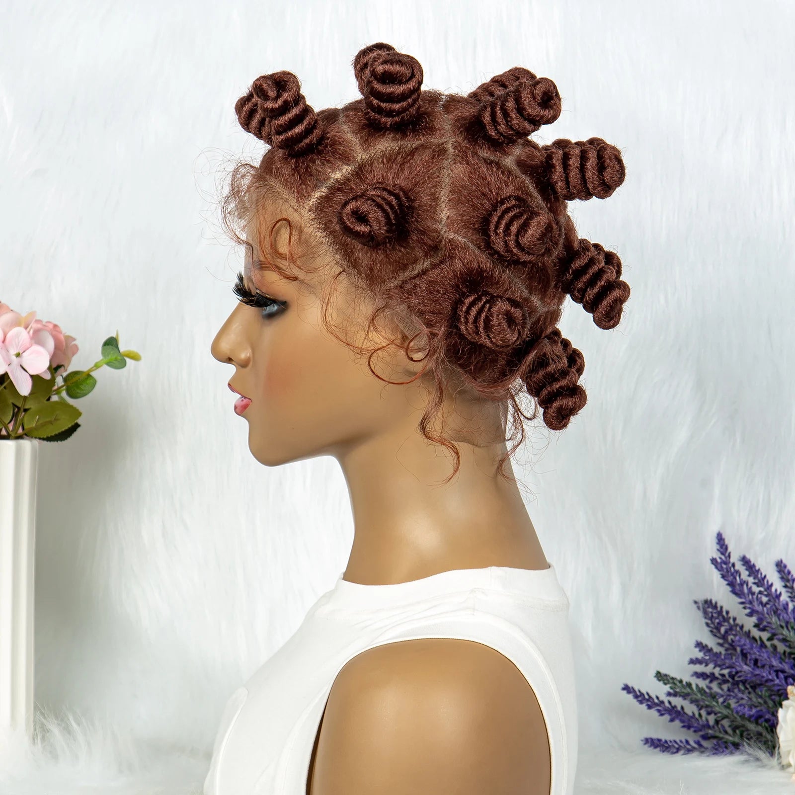 Knotless Braids Wig with Twist Buns | Full Lace African Braiding Hair Luxegan