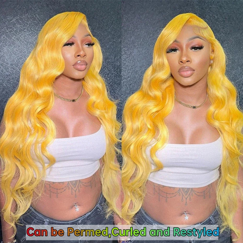 200% Density Light Yellow Straight 613 HD Transparent Lace Front Wig | 13x6 & 13x4 Lace Frontal Human Hair Wig for Women Luxegan