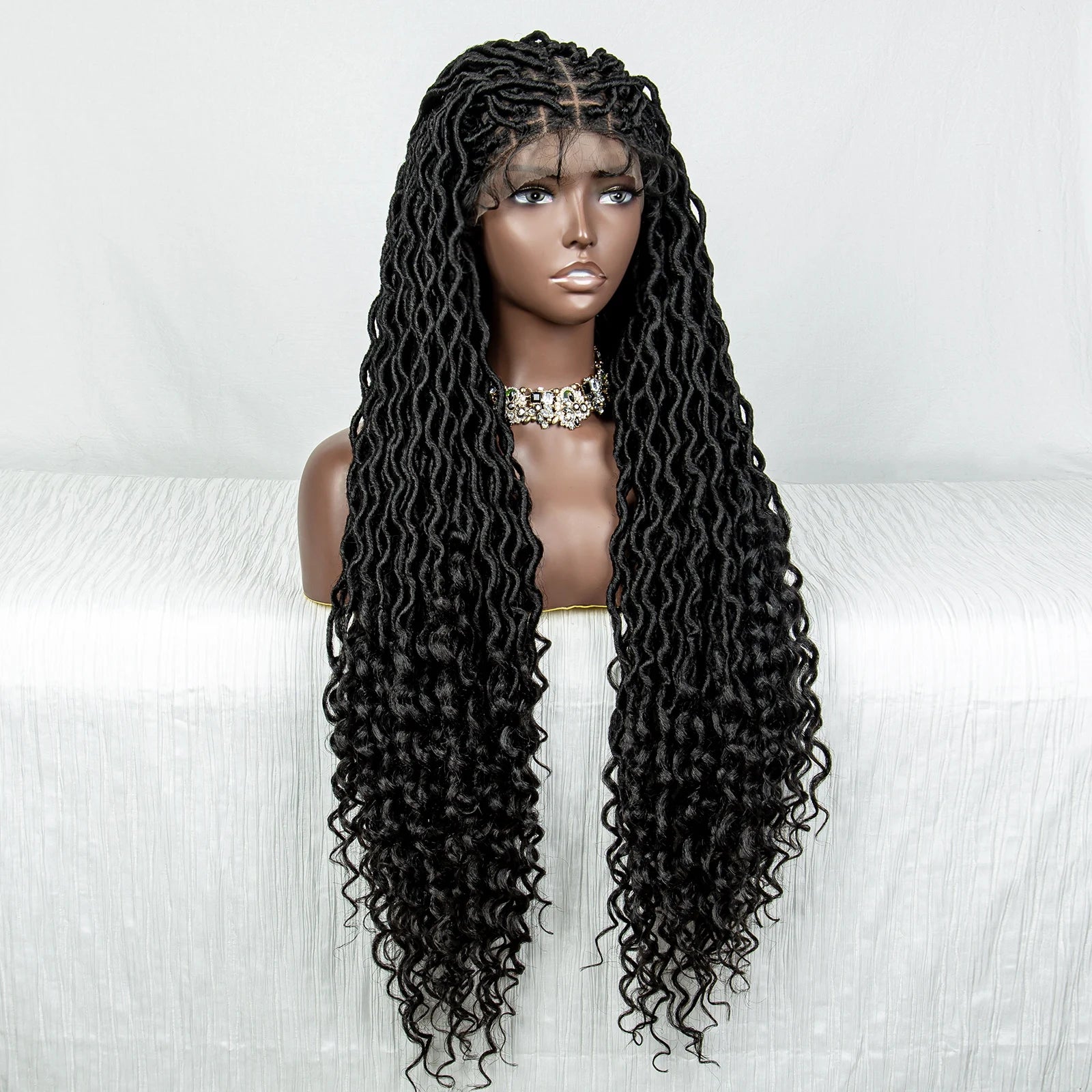 Colorful Dreadlocks & Water Wave Braids Wig | Lace Front | Baby Hair Luxegan