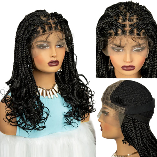 360° Full Lace Knotless Braids Wig with Wavy Ends | Baby Hair Luxegan