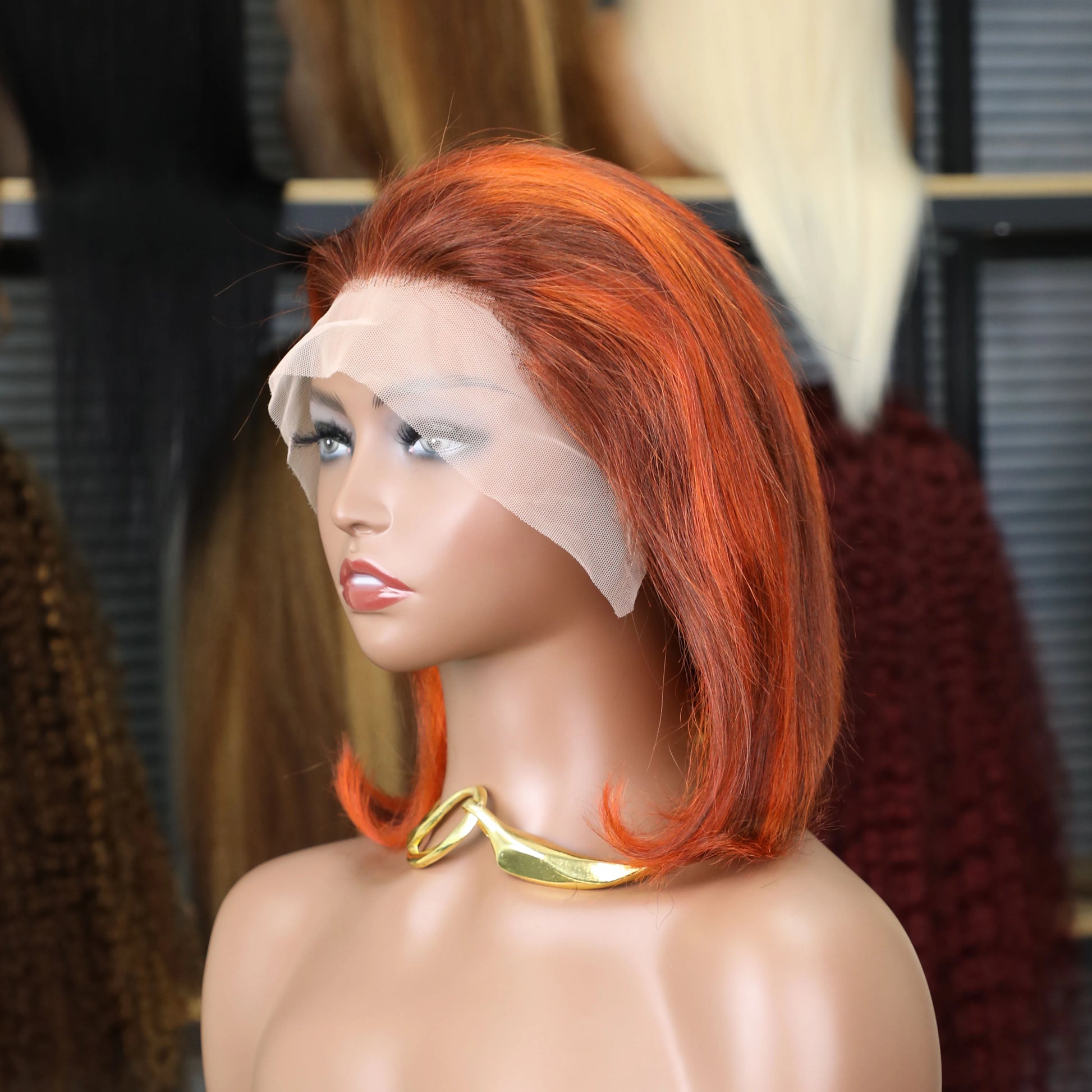 Ginger Orange Bob Wig | 13x4 Transparent Lace Front Brazilian Human Hair Luxegan